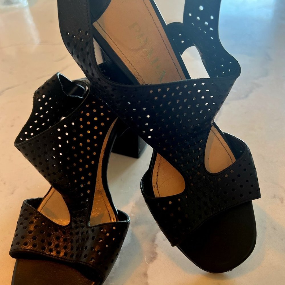 Black Prada Heeled Sandals